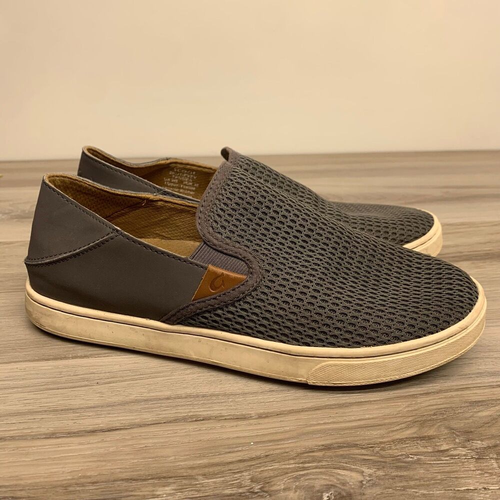 OluKai Pehuea Slip-Ons Gray Mesh Women's Size 8 Shoes Casual 20271-PVPV Charcoal
